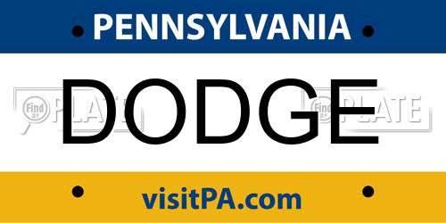 DODGE Pennsylvania License Plate