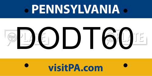 DODT60 Pennsylvania License Plate