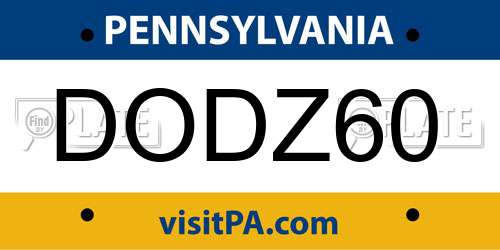 DODZ60 Pennsylvania License Plate