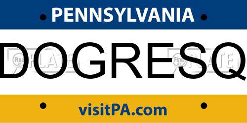 DOGRESQ Pennsylvania License Plate