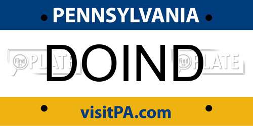 DOIND Pennsylvania License Plate