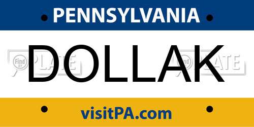 DOLLAK Pennsylvania License Plate
