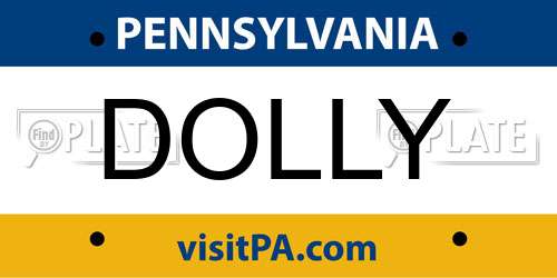 DOLLY Pennsylvania License Plate