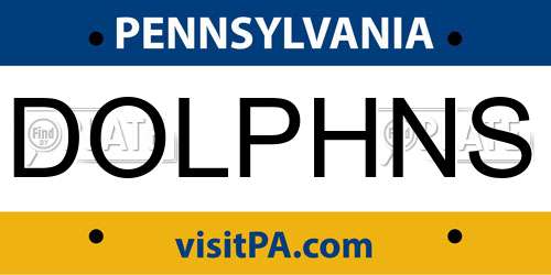 DOLPHNS Pennsylvania License Plate