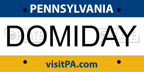 DOMIDAY Pennsylvania License Plate