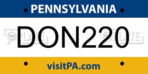 DON220 Pennsylvania License Plate