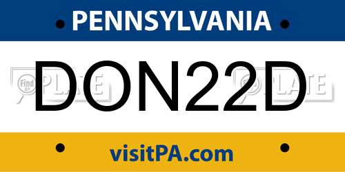 DON22D Pennsylvania License Plate