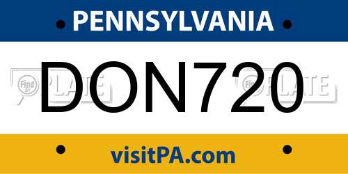 DON720 Pennsylvania License Plate