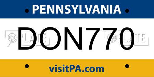 DON770 Pennsylvania License Plate