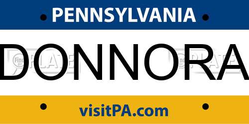 DONNORA Pennsylvania License Plate