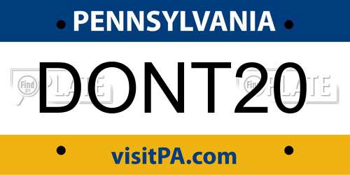DONT20 Pennsylvania License Plate