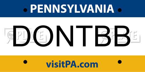 DONTBB Pennsylvania License Plate
