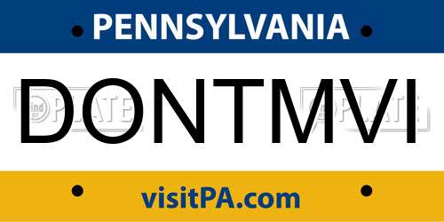 DONTMVI Pennsylvania License Plate