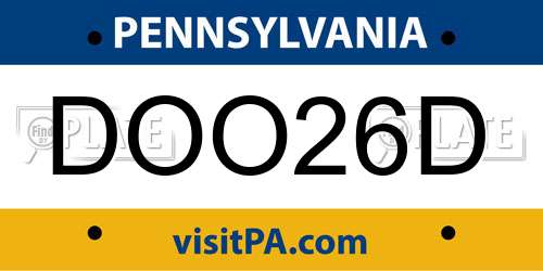 DOO26D Pennsylvania License Plate