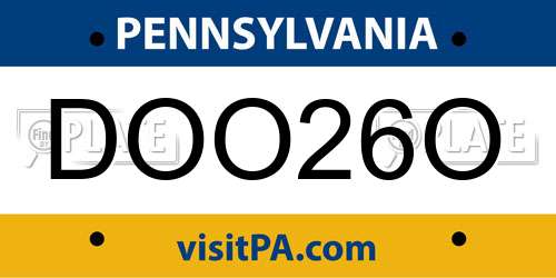 DOO26O Pennsylvania License Plate
