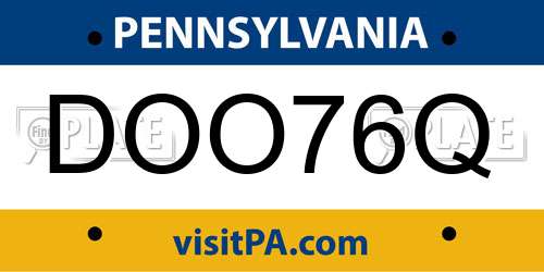 DOO76Q Pennsylvania License Plate