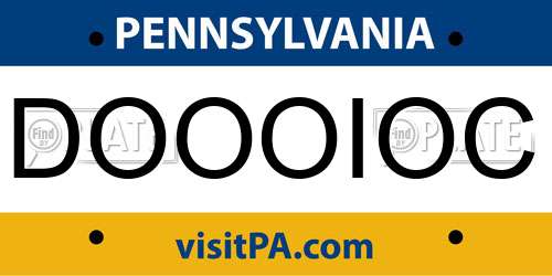 DOOOIOC Pennsylvania License Plate