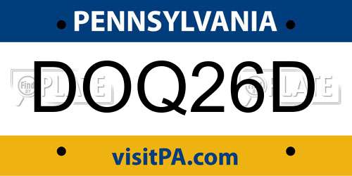 DOQ26D Pennsylvania License Plate