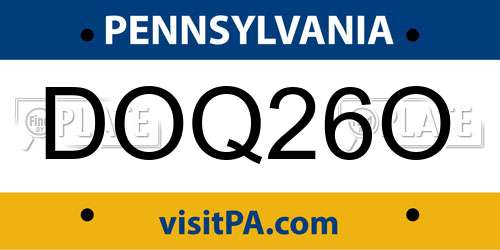DOQ26O Pennsylvania License Plate