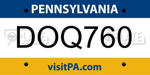 DOQ760 Pennsylvania License Plate
