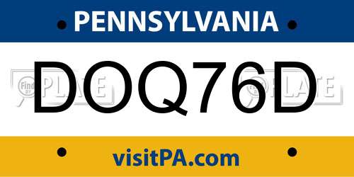 DOQ76D Pennsylvania License Plate