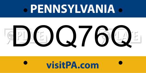 DOQ76Q Pennsylvania License Plate