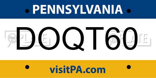 DOQT60 Pennsylvania License Plate