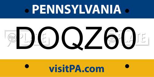 DOQZ60 Pennsylvania License Plate