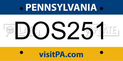 DOS251 Pennsylvania License Plate