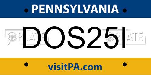 DOS25I Pennsylvania License Plate
