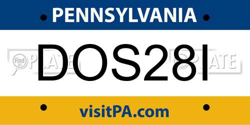 DOS28I Pennsylvania License Plate