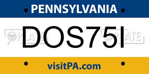 DOS75I Pennsylvania License Plate