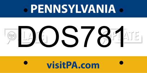 DOS781 Pennsylvania License Plate