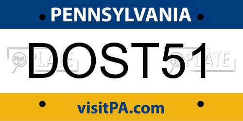 DOST51 Pennsylvania License Plate