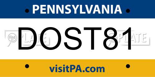 DOST81 Pennsylvania License Plate