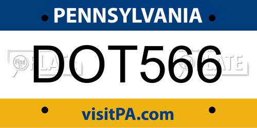 DOT566 Pennsylvania License Plate