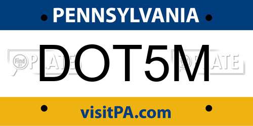 DOT5M Pennsylvania License Plate