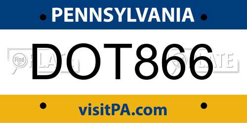 DOT866 Pennsylvania License Plate