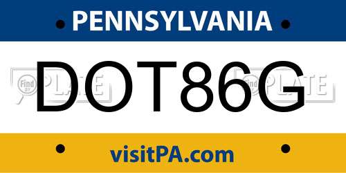 DOT86G Pennsylvania License Plate
