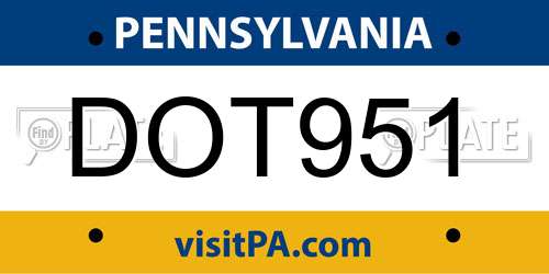 DOT951 Pennsylvania License Plate