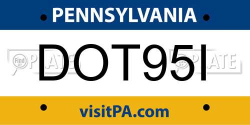 DOT95I Pennsylvania License Plate