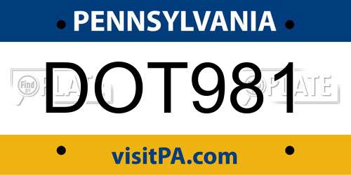 DOT981 Pennsylvania License Plate