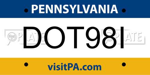 DOT98I Pennsylvania License Plate