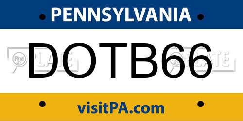 DOTB66 Pennsylvania License Plate