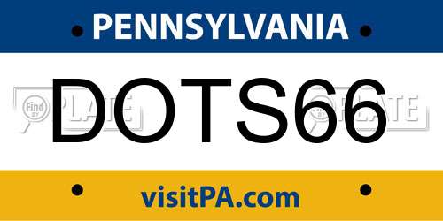 DOTS66 Pennsylvania License Plate