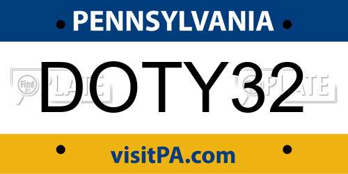 DOTY32 Pennsylvania License Plate