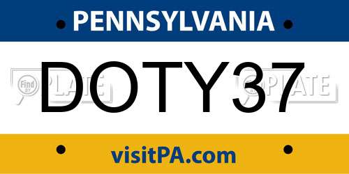 DOTY37 Pennsylvania License Plate