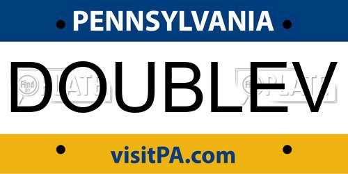 DOUBLEV Pennsylvania License Plate
