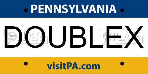 DOUBLEX Pennsylvania License Plate