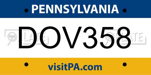 DOV358 Pennsylvania License Plate